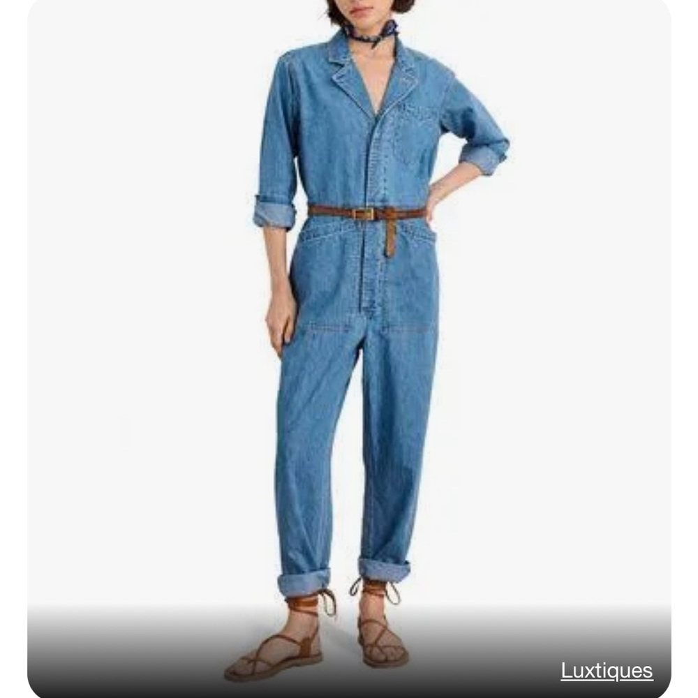 Alex Mill Standard Long Sleeve Denim Jumpsuit in Medium Wash XS EUC